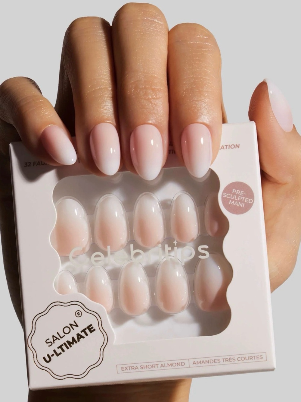 Celebritips Nude Pink Almond Press-On Nails - Natural Sheer Finish